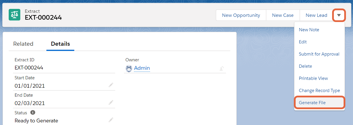 Generate extract file