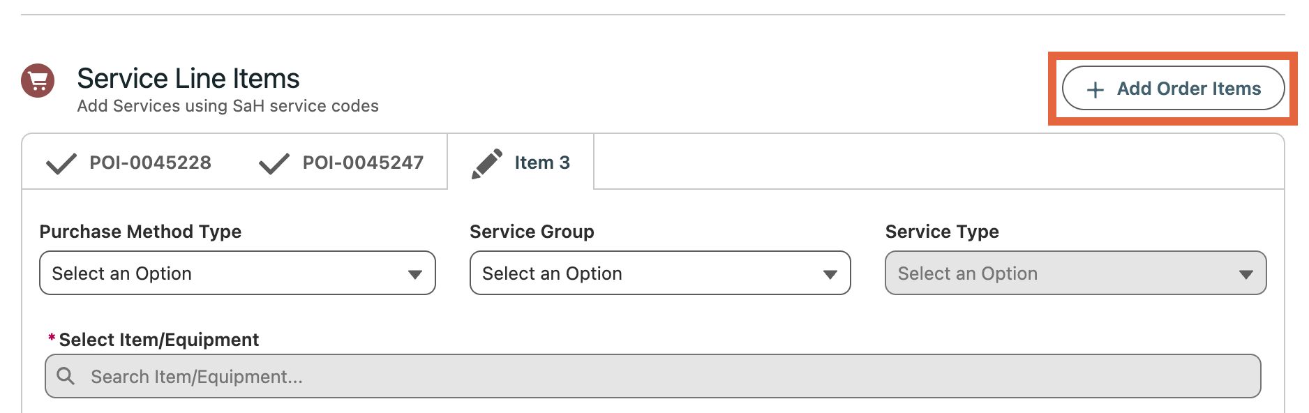 PO Add Order Items